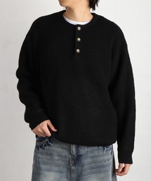 WESTSEA（ウエストシー）の「ウールミックス 片畦ルーズサイズ ヘンリーネックニット クルーネック（ニット/セーター）」