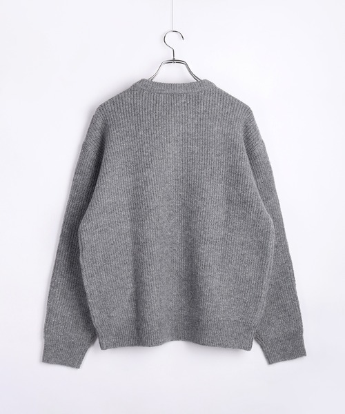 WESTSEA（ウエストシー）の「ウールミックス 片畦ルーズサイズ ヘンリーネックニット クルーネック（ニット/セーター・メンズ・グレー/ブラック/ワイン/ネイビー・M/L）」の10枚目の写真