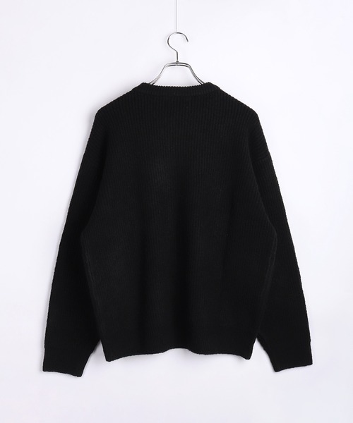 WESTSEA（ウエストシー）の「ウールミックス 片畦ルーズサイズ ヘンリーネックニット クルーネック（ニット/セーター・メンズ・グレー/ブラック/ワイン/ネイビー・M/L）」の6枚目の写真