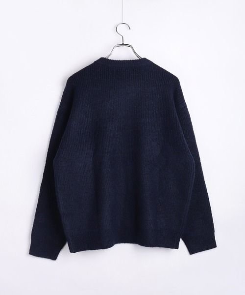 WESTSEA（ウエストシー）の「ウールミックス 片畦ルーズサイズ ヘンリーネックニット クルーネック（ニット/セーター・メンズ・グレー/ブラック/ワイン/ネイビー・M/L）」の14枚目の写真