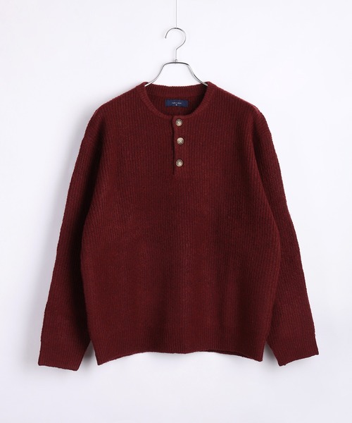 WESTSEA（ウエストシー）の「ウールミックス 片畦ルーズサイズ ヘンリーネックニット クルーネック（ニット/セーター・メンズ・グレー/ブラック/ワイン/ネイビー・M/L）」の17枚目の写真