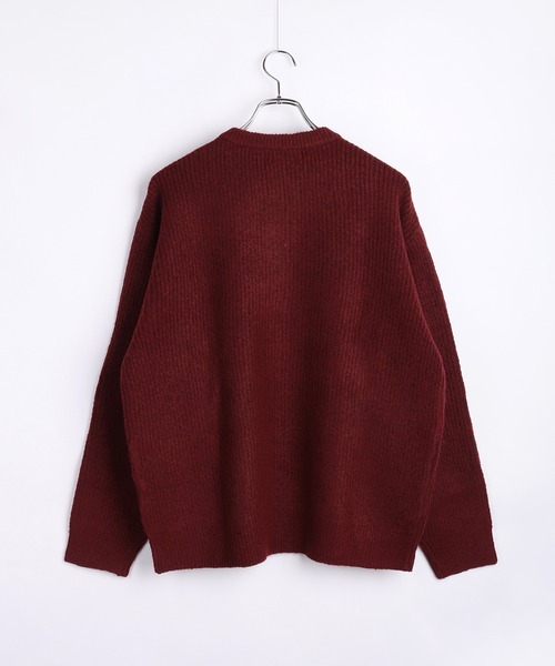 WESTSEA（ウエストシー）の「ウールミックス 片畦ルーズサイズ ヘンリーネックニット クルーネック（ニット/セーター・メンズ・グレー/ブラック/ワイン/ネイビー・M/L）」の18枚目の写真