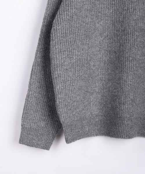 WESTSEA（ウエストシー）の「ウールミックス 片畦ルーズサイズ ヘンリーネックニット クルーネック（ニット/セーター・メンズ・グレー/ブラック/ワイン/ネイビー・M/L）」の22枚目の写真