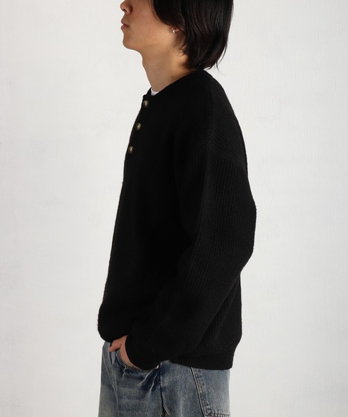 WESTSEA(ウエストシー)の「ウールミックス 片畦ルーズサイズ ヘンリーネックニット クルーネック(ニット/セーター・メンズ・グレー/ブラック/ワイン/ネイビー/ブラウン・M/L)」の21枚目の写真
