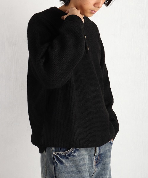 WESTSEA(ウエストシー)の「ウールミックス 片畦ルーズサイズ ヘンリーネックニット クルーネック(ニット/セーター・メンズ・グレー/ブラック/ワイン/ネイビー/ブラウン・M/L)」の22枚目の写真