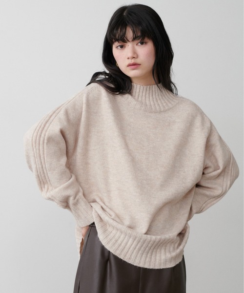 LARUTA(ラルータ)の「【LARUTA】ウール&リサイクルポリブレンドニット(ニット/セーター・レディース・ライトグレー/ベージュ/ミント/ネイビー/ブラック・FREE)」の4枚目の写真