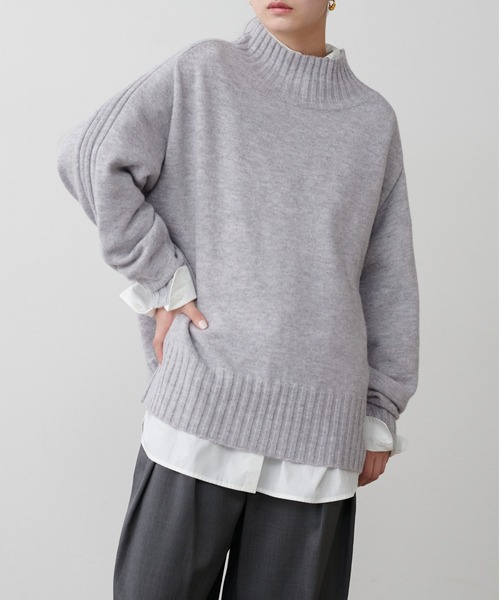 LARUTA(ラルータ)の「【LARUTA】ウール&リサイクルポリブレンドニット(ニット/セーター・レディース・ライトグレー/ベージュ/ミント/ネイビー/ブラック・FREE)」の3枚目の写真
