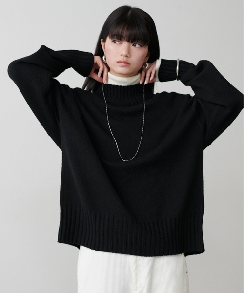 LARUTA(ラルータ)の「【LARUTA】ウール&リサイクルポリブレンドニット(ニット/セーター・レディース・ライトグレー/ベージュ/ミント/ネイビー/ブラック・FREE)」の2枚目の写真