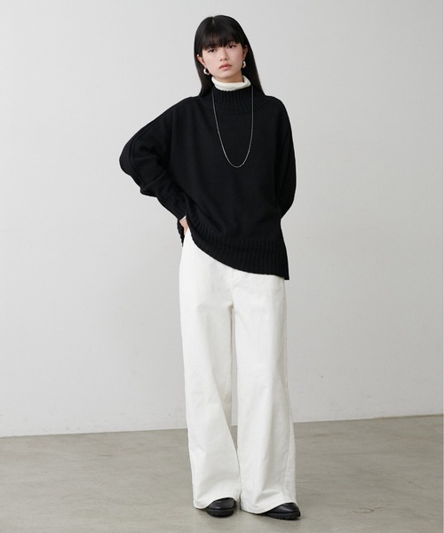 LARUTA(ラルータ)の「【LARUTA】ウール&リサイクルポリブレンドニット(ニット/セーター・レディース・ライトグレー/ベージュ/ミント/ネイビー/ブラック・FREE)」の7枚目の写真