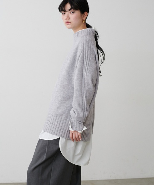 LARUTA(ラルータ)の「【LARUTA】ウール&リサイクルポリブレンドニット(ニット/セーター・レディース・ライトグレー/ベージュ/ミント/ネイビー/ブラック・FREE)」の13枚目の写真
