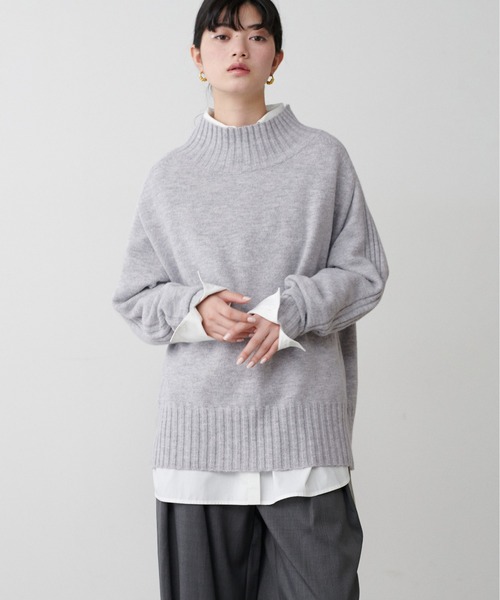 LARUTA(ラルータ)の「【LARUTA】ウール&リサイクルポリブレンドニット(ニット/セーター・レディース・ライトグレー/ベージュ/ミント/ネイビー/ブラック・FREE)」の11枚目の写真