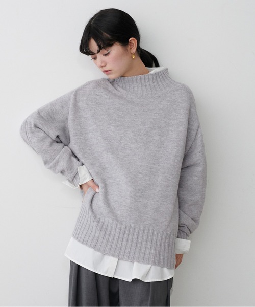 LARUTA(ラルータ)の「【LARUTA】ウール&リサイクルポリブレンドニット(ニット/セーター・レディース・ライトグレー/ベージュ/ミント/ネイビー/ブラック・FREE)」の10枚目の写真