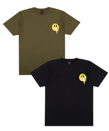 [2PACK] LABスマイルフローハーフTシャツブラックオリーブ