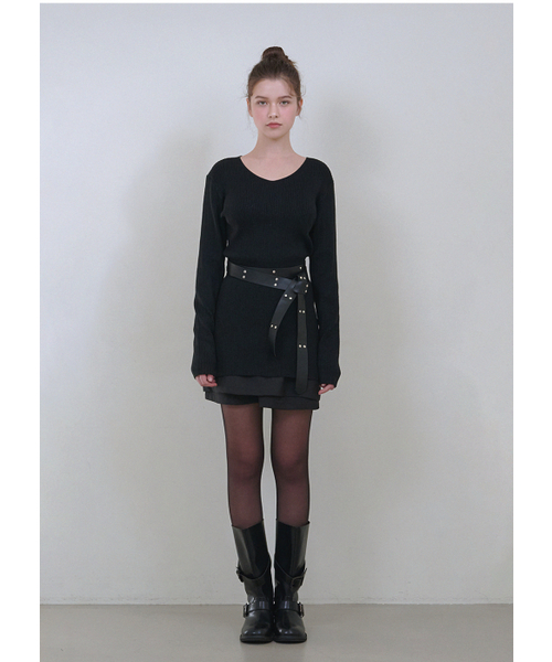 MICANE（ミケーネ）の「グレディVネックニットベルトセットアップ（ニット/セーター・レディース・チャコール/ブラック・X-LARGE/LARGE/MEDIUM/SMALL/X-SMALL）」の9枚目の写真