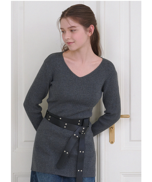 MICANE（ミケーネ）の「グレディVネックニットベルトセットアップ（ニット/セーター・レディース・チャコール/ブラック・X-LARGE/LARGE/MEDIUM/SMALL/X-SMALL）」の13枚目の写真