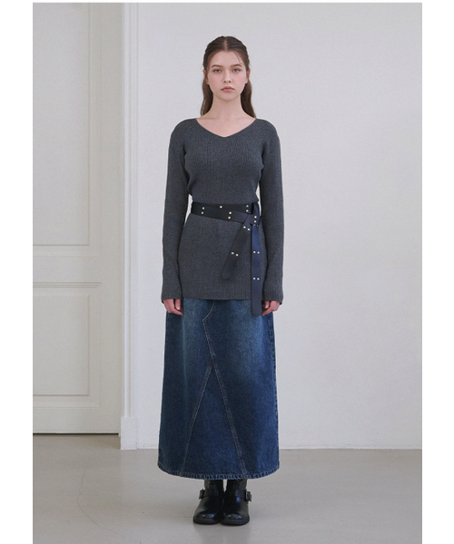 MICANE（ミケーネ）の「グレディVネックニットベルトセットアップ（ニット/セーター・レディース・チャコール/ブラック・X-LARGE/LARGE/MEDIUM/SMALL/X-SMALL）」の16枚目の写真