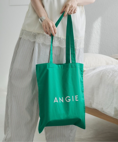 ANGIE（アンジー）の「ロゴ カラー コットン トート バック（A4収納可）（トートバッグ・レディース・ナチュラル/ブラック/サックスブルー/ライトピンク/ケリーグリーン/ネイビー/ロイヤルブルー/ライトパープル/マスタード/オレンジ/ブラウン/レッド・FREE）」の5枚目の写真
