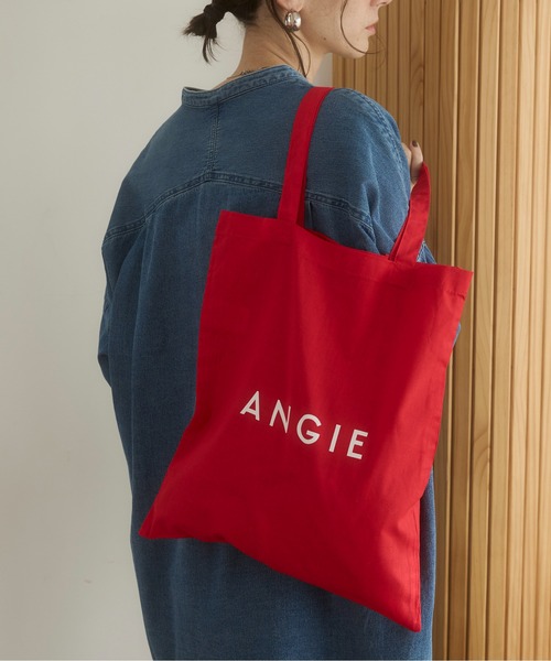 ANGIE（アンジー）の「ロゴ カラー コットン トート バック（A4収納可）（トートバッグ・レディース・ナチュラル/ブラック/サックスブルー/ライトピンク/ケリーグリーン/ネイビー/ロイヤルブルー/ライトパープル/マスタード/オレンジ/ブラウン/レッド・FREE）」の12枚目の写真