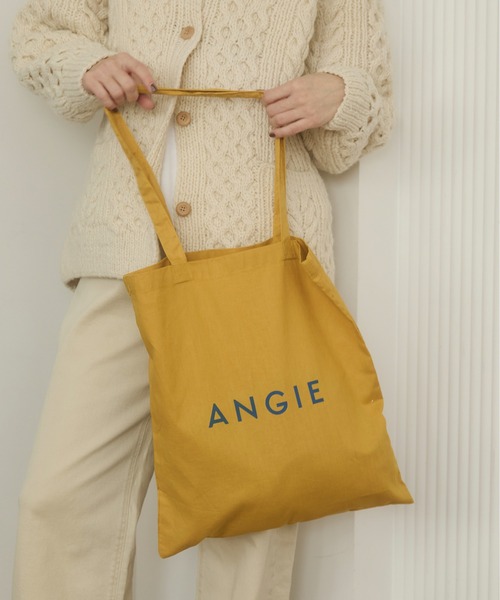 ANGIE（アンジー）の「ロゴ カラー コットン トート バック（A4収納可）（トートバッグ・レディース・ナチュラル/ブラック/サックスブルー/ライトピンク/ケリーグリーン/ネイビー/ロイヤルブルー/ライトパープル/マスタード/オレンジ/ブラウン/レッド・FREE）」の10枚目の写真
