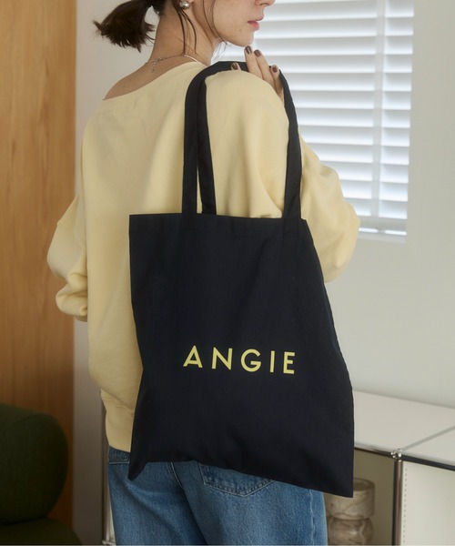 ANGIE（アンジー）の「ロゴ カラー コットン トート バック（A4収納可）（トートバッグ・レディース・ナチュラル/ブラック/サックスブルー/ライトピンク/ケリーグリーン/ネイビー/ロイヤルブルー/ライトパープル/マスタード/オレンジ/ブラウン/レッド・FREE）」の14枚目の写真