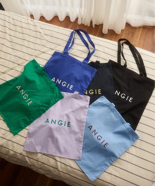 ANGIE（アンジー）の「ロゴ カラー コットン トート バック（A4収納可）（トートバッグ・レディース・ナチュラル/ブラック/サックスブルー/ライトピンク/ケリーグリーン/ネイビー/ロイヤルブルー/ライトパープル/マスタード/オレンジ/ブラウン/レッド・FREE）」の18枚目の写真