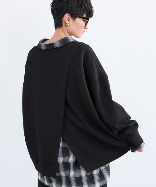 BARNYARDSTORM（バンヤードストーム）の「BARNYARDSTORM / 裏起毛バック切り替えプルオーバー/ マシンウォッシャブル（スウェット・レディース・ライトグレー/アイボリー/ブラック・FREE）」の3枚目の写真