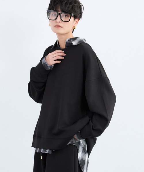 BARNYARDSTORM（バンヤードストーム）の「BARNYARDSTORM / 裏起毛バック切り替えプルオーバー/ マシンウォッシャブル（スウェット・レディース・ライトグレー/アイボリー/ブラック・FREE）」の13枚目の写真