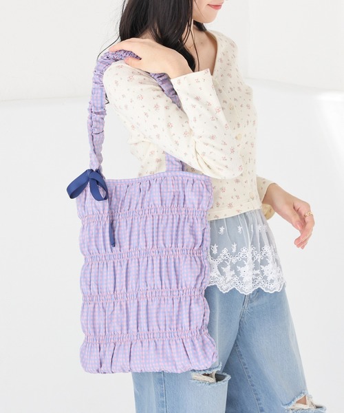 Honeys（ハニーズ）の「柄ギャザートート（トートバッグ・レディース・ホワイト系その他/ブラック系その他/イエロー系その他/ピンク系その他・FREE）」の9枚目の写真