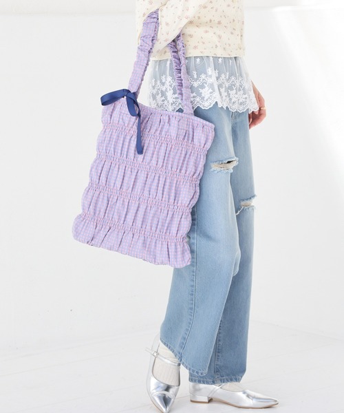 Honeys（ハニーズ）の「柄ギャザートート（トートバッグ・レディース・ホワイト系その他/ブラック系その他/イエロー系その他/ピンク系その他・FREE）」の10枚目の写真