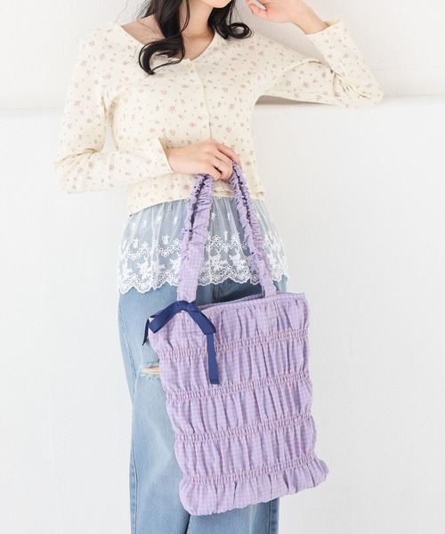 Honeys（ハニーズ）の「柄ギャザートート（トートバッグ・レディース・ホワイト系その他/ブラック系その他/イエロー系その他/ピンク系その他・FREE）」の11枚目の写真