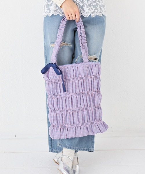 Honeys（ハニーズ）の「柄ギャザートート（トートバッグ・レディース・ホワイト系その他/ブラック系その他/イエロー系その他/ピンク系その他・FREE）」の12枚目の写真