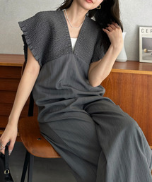 Ada.（エイダ）の「【Eclat one】シャーリング ギャザー Vネック オールインワン（つなぎ/オールインワン）」