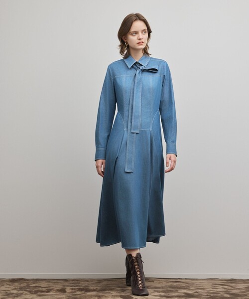 Diagram（ダイアグラム）の「シャツフレアワンピース（シャツワンピース・レディース・ブラック/ブルー・38/36）」の2枚目の写真