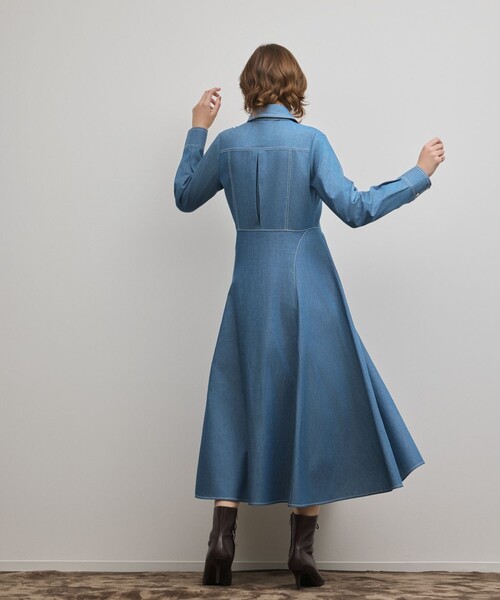 Diagram（ダイアグラム）の「シャツフレアワンピース（シャツワンピース・レディース・ブラック/ブルー・38/36）」の3枚目の写真