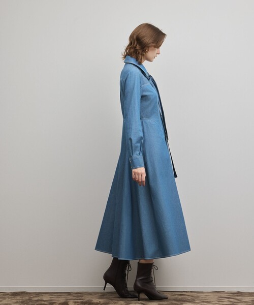 Diagram（ダイアグラム）の「シャツフレアワンピース（シャツワンピース・レディース・ブラック/ブルー・38/36）」の4枚目の写真