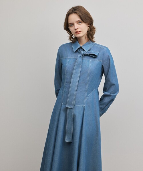 Diagram（ダイアグラム）の「シャツフレアワンピース（シャツワンピース・レディース・ブラック/ブルー・38/36）」の5枚目の写真