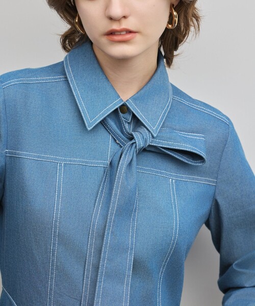 Diagram（ダイアグラム）の「シャツフレアワンピース（シャツワンピース・レディース・ブラック/ブルー・38/36）」の8枚目の写真