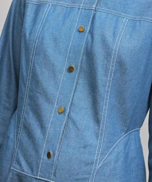 Diagram（ダイアグラム）の「シャツフレアワンピース（シャツワンピース・レディース・ブラック/ブルー・38/36）」の11枚目の写真