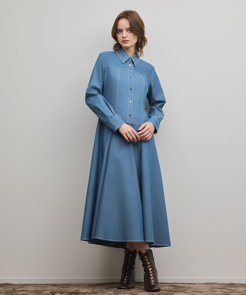 Diagram（ダイアグラム）の「シャツフレアワンピース（シャツワンピース・レディース・ブラック/ブルー・38/36）」の13枚目の写真