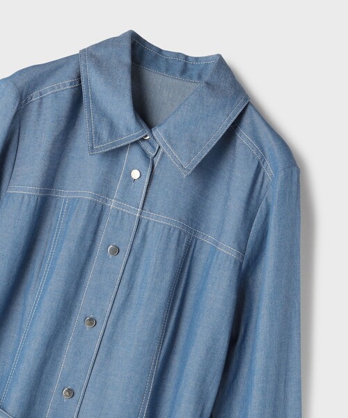 Diagram（ダイアグラム）の「シャツフレアワンピース（シャツワンピース・レディース・ブラック/ブルー・38/36）」の17枚目の写真