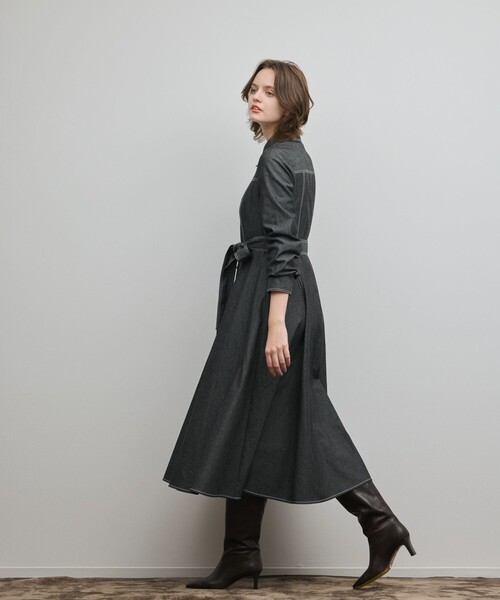 Diagram（ダイアグラム）の「シャツフレアワンピース（シャツワンピース・レディース・ブラック/ブルー・38/36）」の20枚目の写真