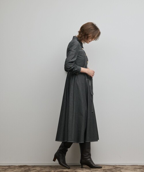 Diagram（ダイアグラム）の「シャツフレアワンピース（シャツワンピース・レディース・ブラック/ブルー・38/36）」の22枚目の写真