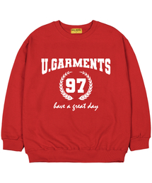 [ モ]97月桂樹オーバーサイズマンツーマンTシャツレッド