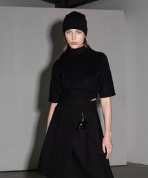 Mock Neck Short Sleeve Knit Black