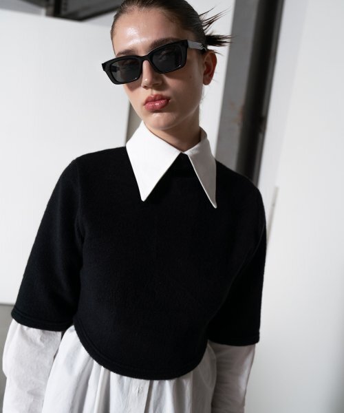 320SHOWROOM（320ショールーム）の「Mock Neck Short Sleeve Knit Black（ニット/セーター・レディース・その他・FREE）」の2枚目の写真