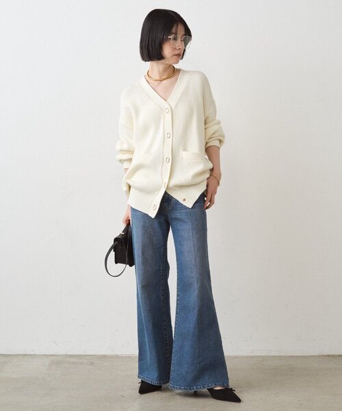LOUNGEDRESS（ラウンジドレス）の「ゴールドリングカーデ（カーディガン/ボレロ・レディース・ネイビー/アイボリー・FREE）」の9枚目の写真