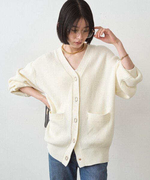 LOUNGEDRESS（ラウンジドレス）の「ゴールドリングカーデ（カーディガン/ボレロ・レディース・ネイビー/アイボリー・FREE）」の15枚目の写真