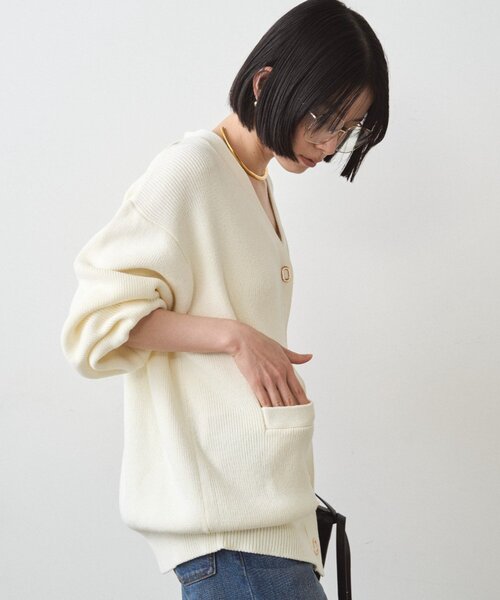 LOUNGEDRESS（ラウンジドレス）の「ゴールドリングカーデ（カーディガン/ボレロ・レディース・ネイビー/アイボリー・FREE）」の19枚目の写真