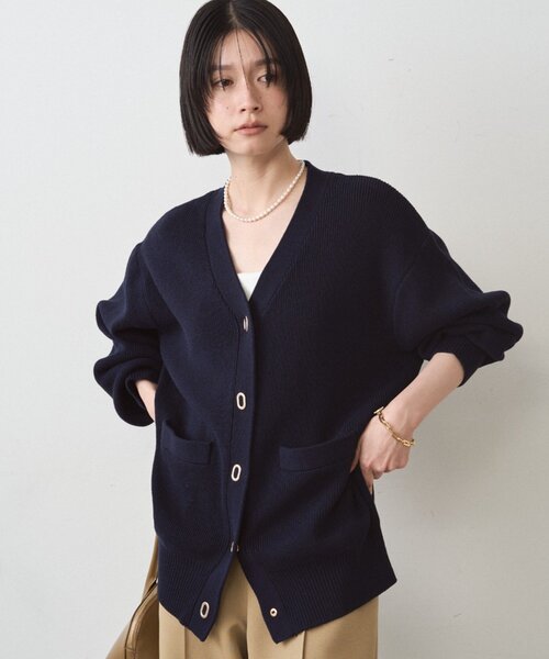 LOUNGEDRESS（ラウンジドレス）の「ゴールドリングカーデ（カーディガン/ボレロ・レディース・ネイビー/アイボリー・FREE）」の4枚目の写真