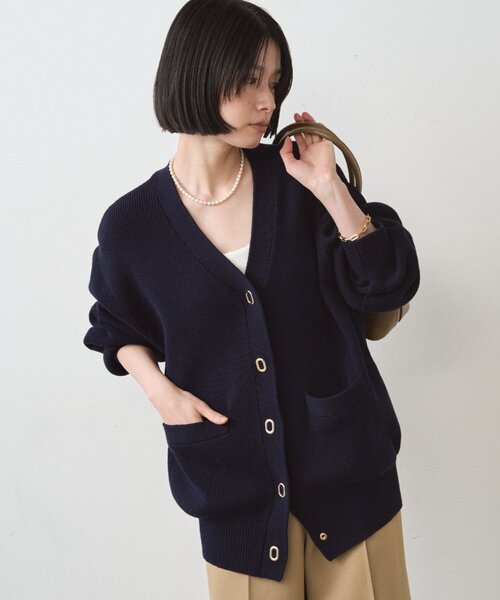 LOUNGEDRESS（ラウンジドレス）の「ゴールドリングカーデ（カーディガン/ボレロ・レディース・ネイビー/アイボリー・FREE）」の5枚目の写真
